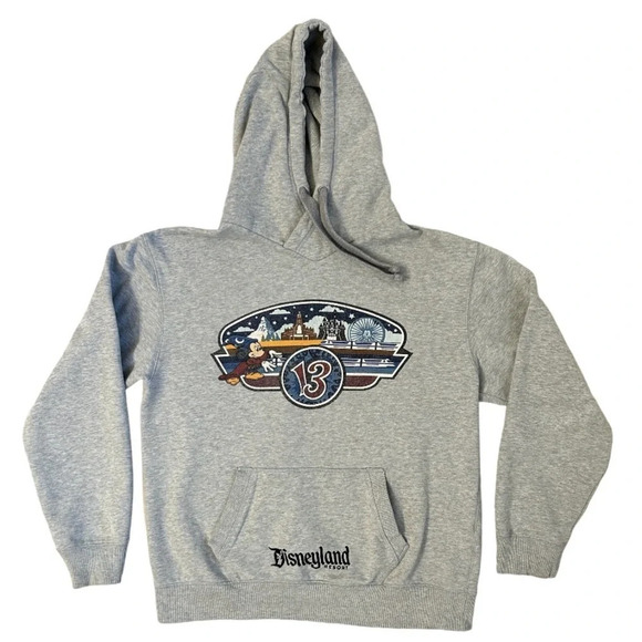 Disney Parks Grey Graphic Mickey Mouse Hoodie Size Small - Picture 1 of 10